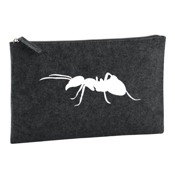 Kulturbeutel Ameise Silhouette 1 Liter Filz Charcoal Kosmetiktasche