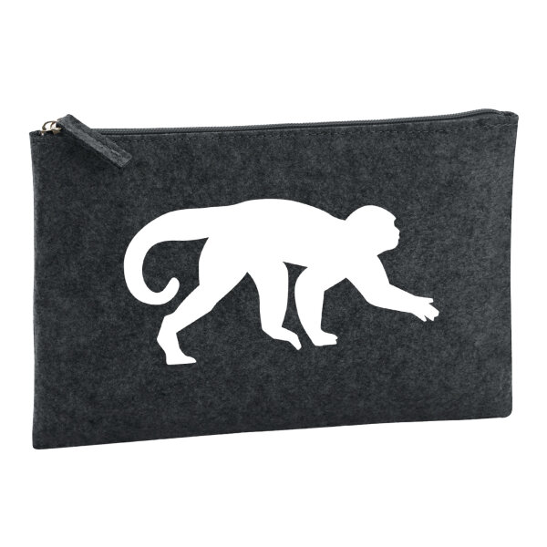 Kulturbeutel Affe Silhouette 1 Liter Filz Charcoal Kosmetiktasche