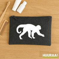 Kulturbeutel Affe Silhouette 1 Liter Filz Charcoal...