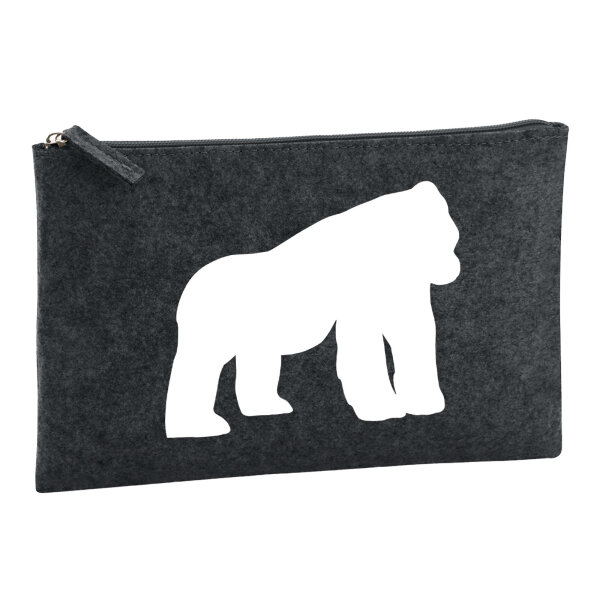 Kulturbeutel Gorilla Silhouette 1 Liter Filz Charcoal Kosmetiktasche
