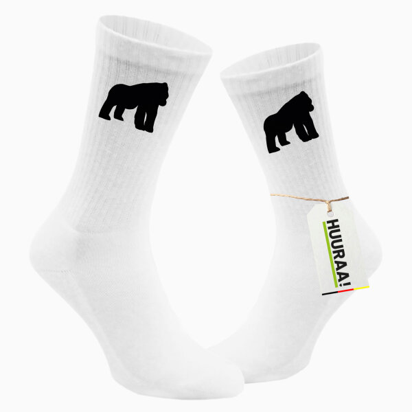 Socken Gorilla Silhouette Größe 37/46 White Motiv Tennissocken