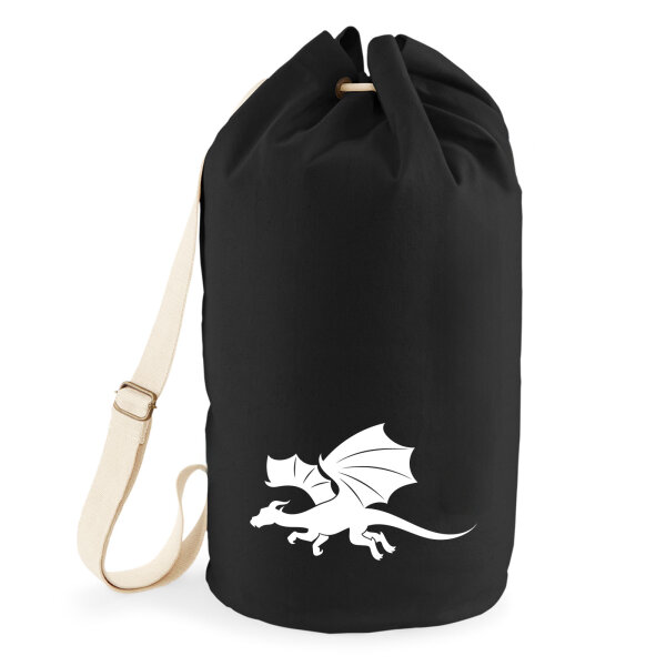 Seesack Drache Silhouette 20 Liter Rucksack Black