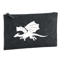Kulturbeutel Drache Silhouette 1 Liter Filz Charcoal...