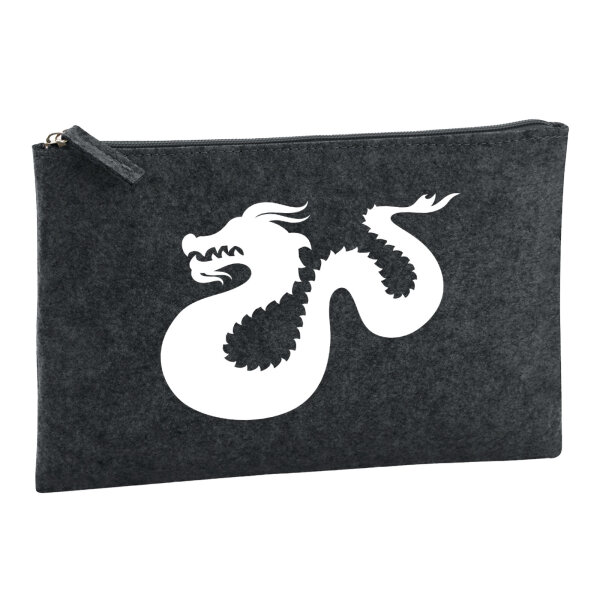 Kulturbeutel Dragon Silhouette 1 Liter Filz Charcoal Kosmetiktasche