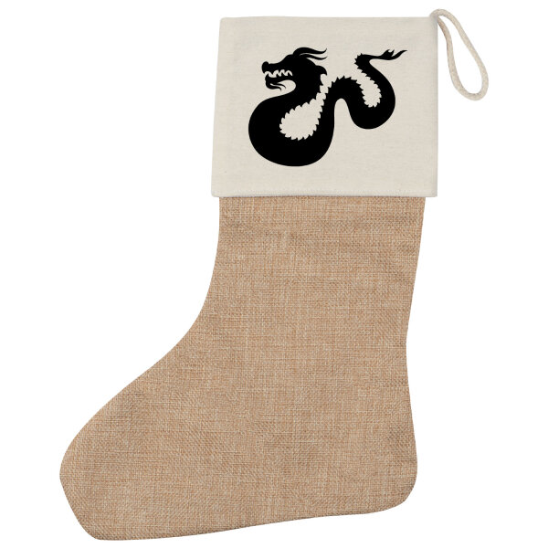 Weihnachtsstrumpf Dragon Silhouette Beige