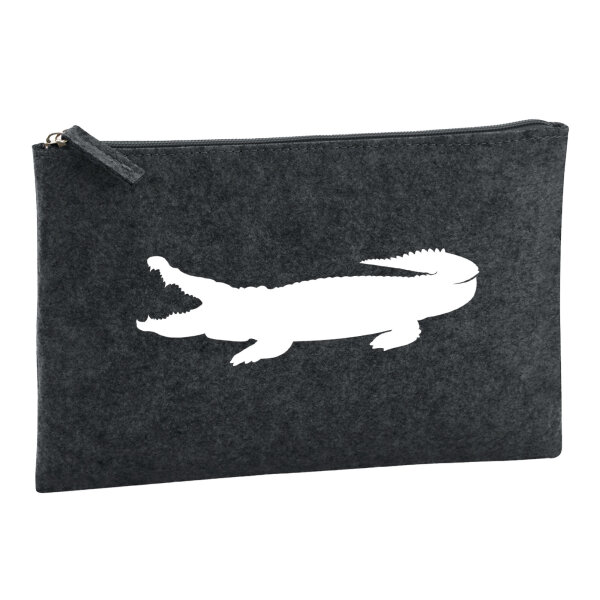 Kulturbeutel Krokodile Silhouette 1 Liter Filz Charcoal Kosmetiktasche