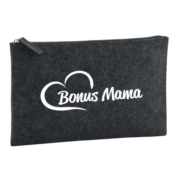 Kulturbeutel Bonus Mama Herz 1 Liter Filz Charcoal Kosmetiktasche