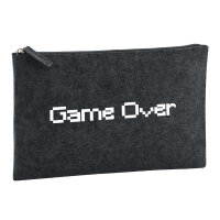 Kulturbeutel Game Over Schriftzug 1 Liter Filz Charcoal...