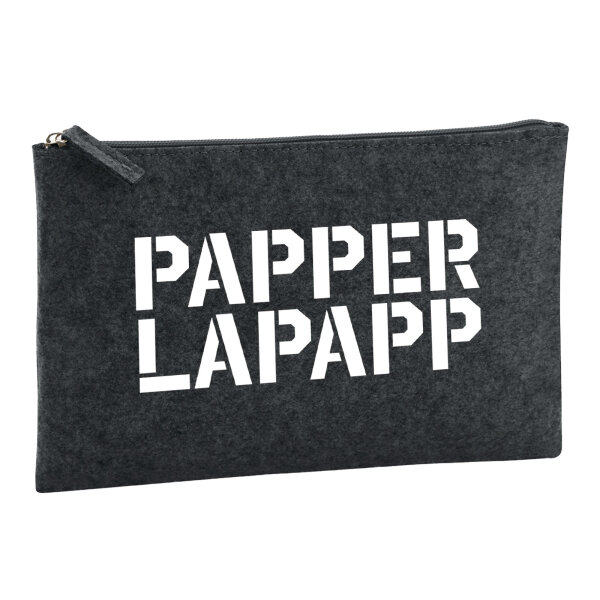 Kulturbeutel Papperlapapp Schriftzug 1 Liter Filz Charcoal Kosmetiktasche