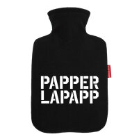 Wärmflasche Papperlapapp Schriftzug