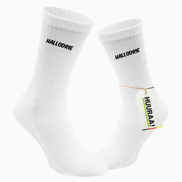 Socken Hallodrie Schriftzug Größe 37/46 White Motiv Tennissocken