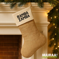 Weihnachtsstrumpf Rambazamba Schriftzug Beige