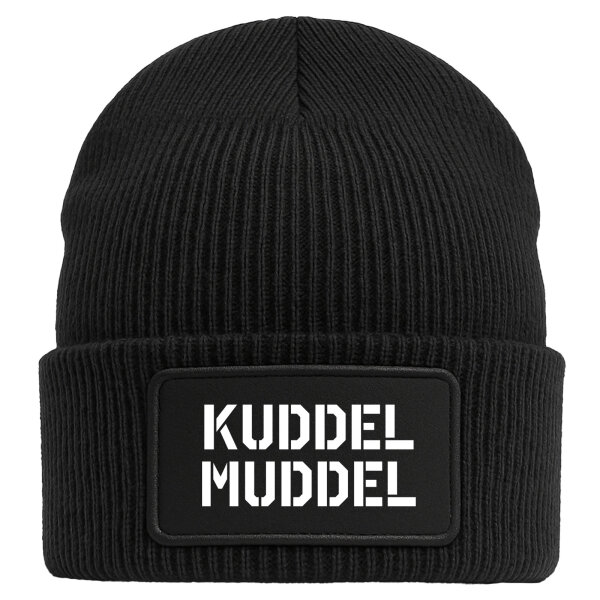 Beanie Kuddelmuddel Schriftzug Black Mütze