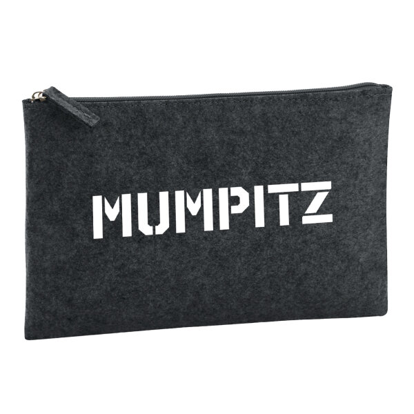 Kulturbeutel Mumpitz Schriftzug 1 Liter Filz Charcoal Kosmetiktasche