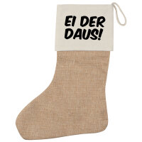 Weihnachtsstrumpf Ei der Daus Schriftzug Beige