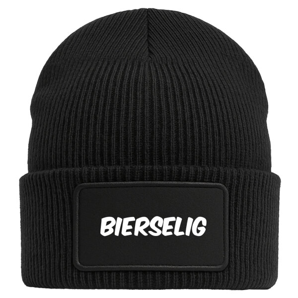 Beanie Bierselig Schriftzug Black Mütze