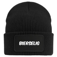Beanie Bierselig Schriftzug Black Mütze