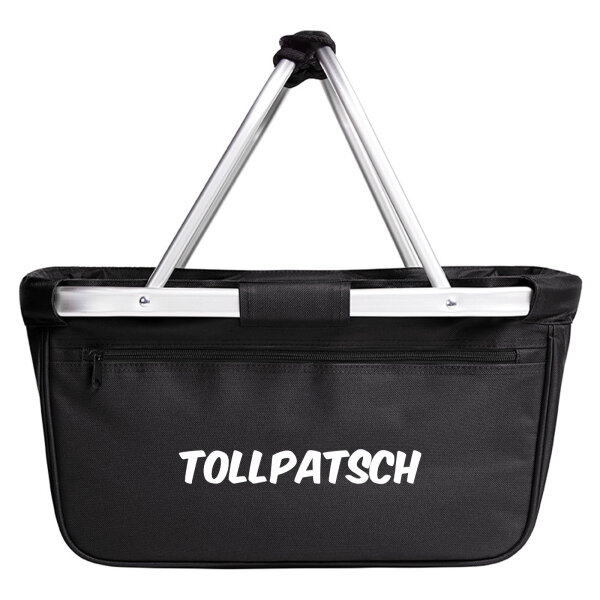 Einkaufskorb faltbar Tollpatsch Schriftzug 20 Liter Tragekorb Black