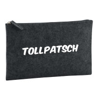 Kulturbeutel Tollpatsch Schriftzug 1 Liter Filz Charcoal...