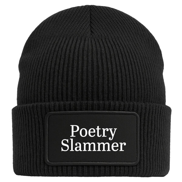 Beanie Poetry Slammer Schriftzug Black Mütze
