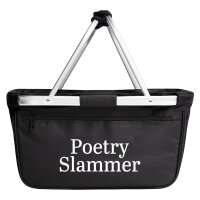 Einkaufskorb faltbar Poetry Slammer Schriftzug 20 Liter Tragekorb Black