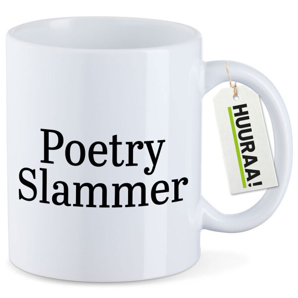 Kaffeetasse Poetry Slammer Schriftzug 330ml