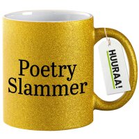 Glitzertasse Poetry Slammer Schriftzug 330ml