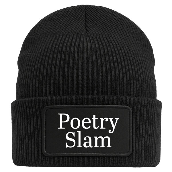 Beanie Poetry Slam Schriftzug Black Mütze