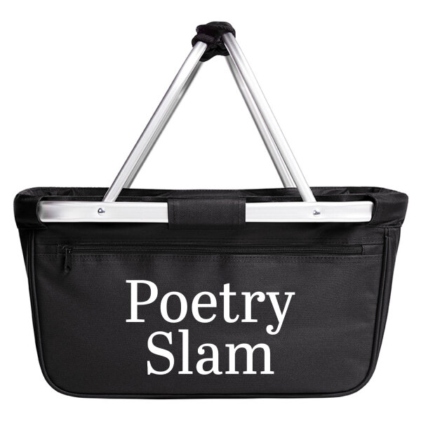 Einkaufskorb faltbar Poetry Slam Schriftzug 20 Liter Tragekorb Black