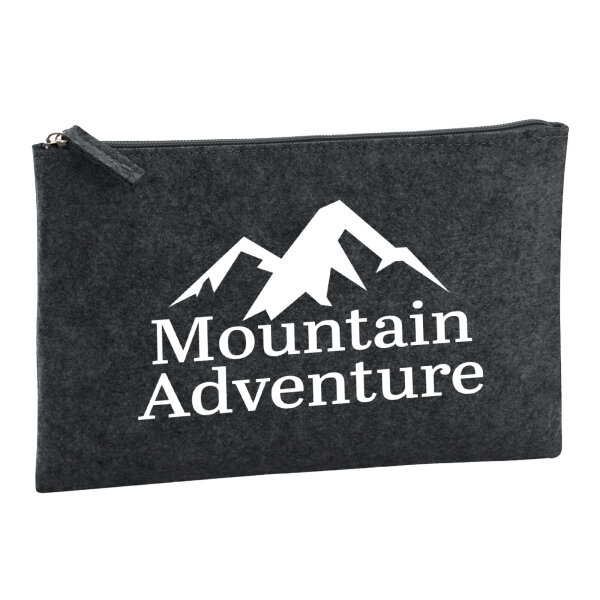 Kulturbeutel Mountain Adventure Berge 1 Liter Filz Charcoal Kosmetiktasche