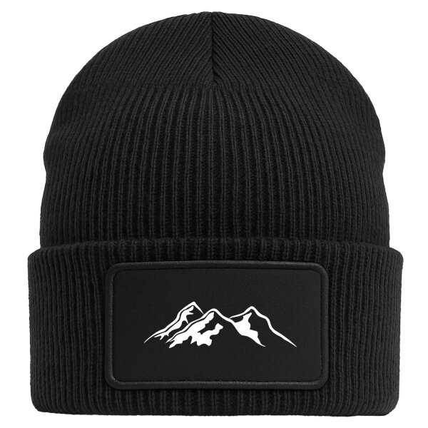 Beanie Berg Silhouette Mountain Black Mütze