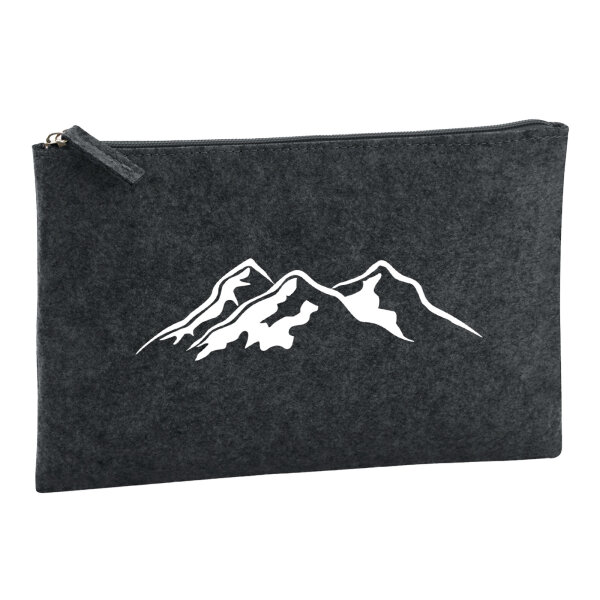 Kulturbeutel Berg Silhouette Mountain 1 Liter Filz Charcoal Kosmetiktasche
