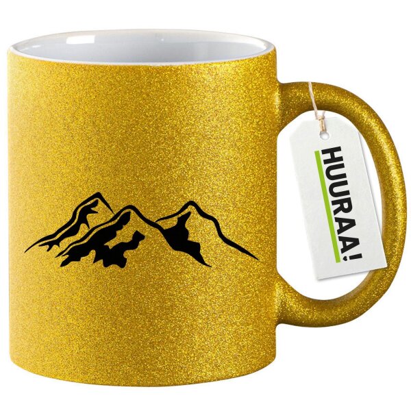 Glitzertasse Berg Silhouette Mountain 330ml