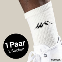 Socken Berg Silhouette Mountain Größe 37/41 White Motiv Tennissocken