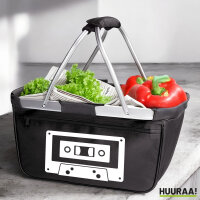 Einkaufskorb faltbar Kassette Tape 20 Liter Tragekorb Black