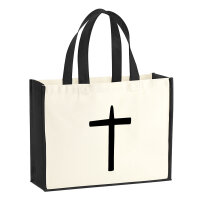 Jutetasche Kreuz Christentum 21 Liter Black