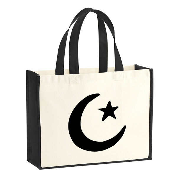 Jutetasche Halbmond und Stern Islam 21 Liter Black