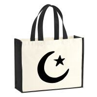 Jutetasche Halbmond und Stern Islam 21 Liter Black