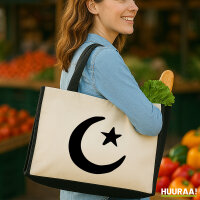 Jutetasche Halbmond und Stern Islam 21 Liter Black