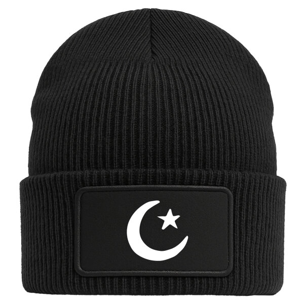 Beanie Halbmond und Stern Islam Black Mütze