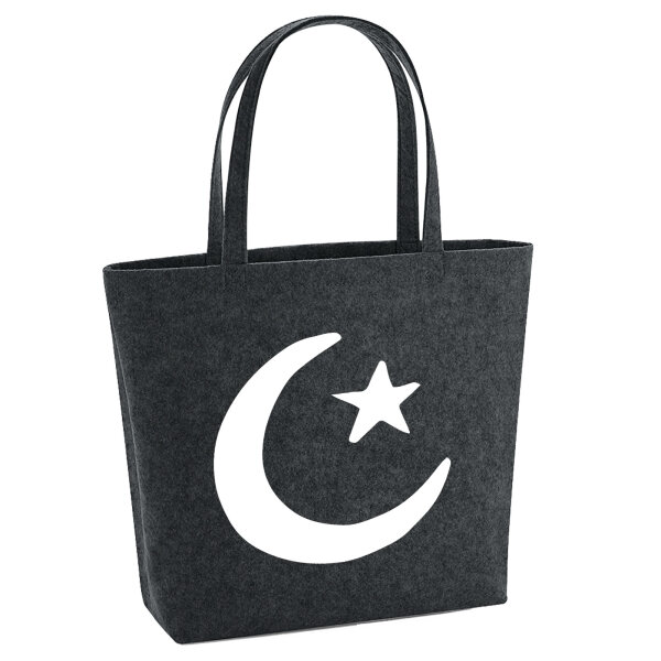 Filzshopper Halbmond und Stern Islam 22 Liter Filztasche