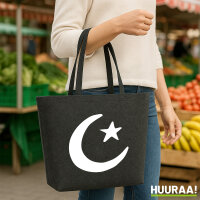 Filzshopper Halbmond und Stern Islam 22 Liter Filztasche