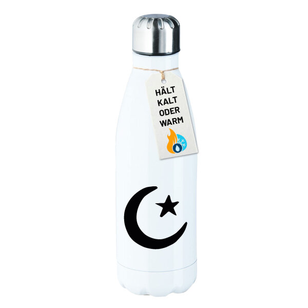 Edelstahl-Trinkflasche Halbmond und Stern Islam 500ml Wasserflasche