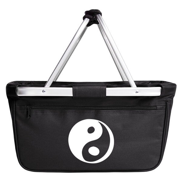Einkaufskorb faltbar Yin und Yang Taoismus 20 Liter Tragekorb Black