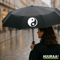 Regenschirm Yin und Yang Taoismus 98cm Schwarz