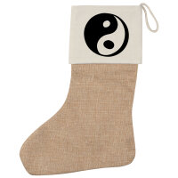 Weihnachtsstrumpf Yin und Yang Taoismus Beige