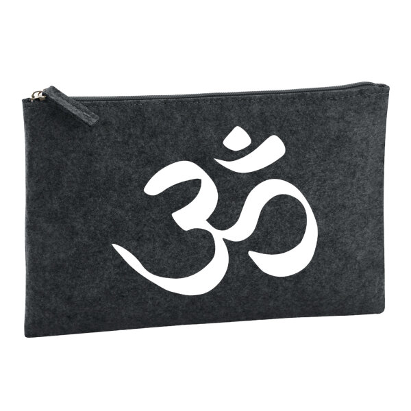 Kulturbeutel Yoga-Om Symbol 1 Liter Filz Charcoal Kosmetiktasche