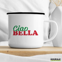 Emaille Tasse Ciao Bella Italien 300ml Vintage Emaille Becher