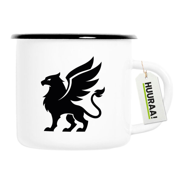 Emaille Tasse Greif Silhouette 300ml Vintage Emaille Becher
