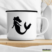 Emaille Tasse Meerjungfrau Silhouette 300ml Vintage Emaille Becher